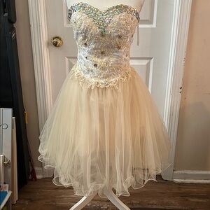 Strapless Beaded Tulle Dress